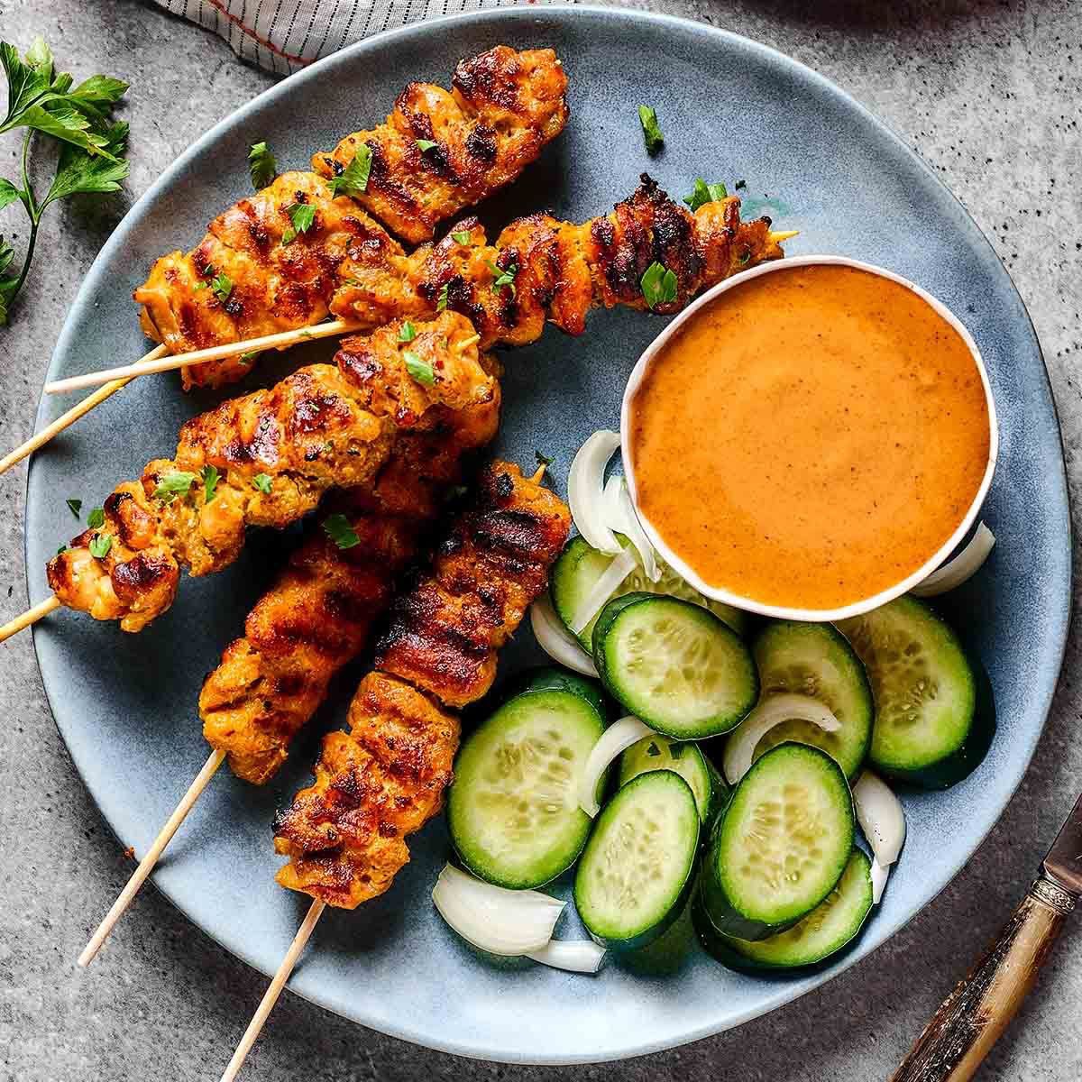 Chicken satay from the grill